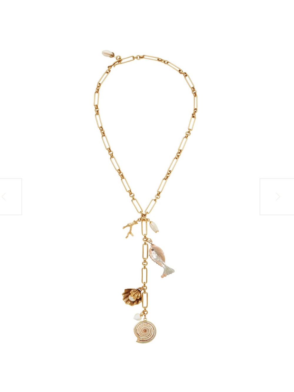 Brinker + Eliza Shell Beach Y Necklace Gold